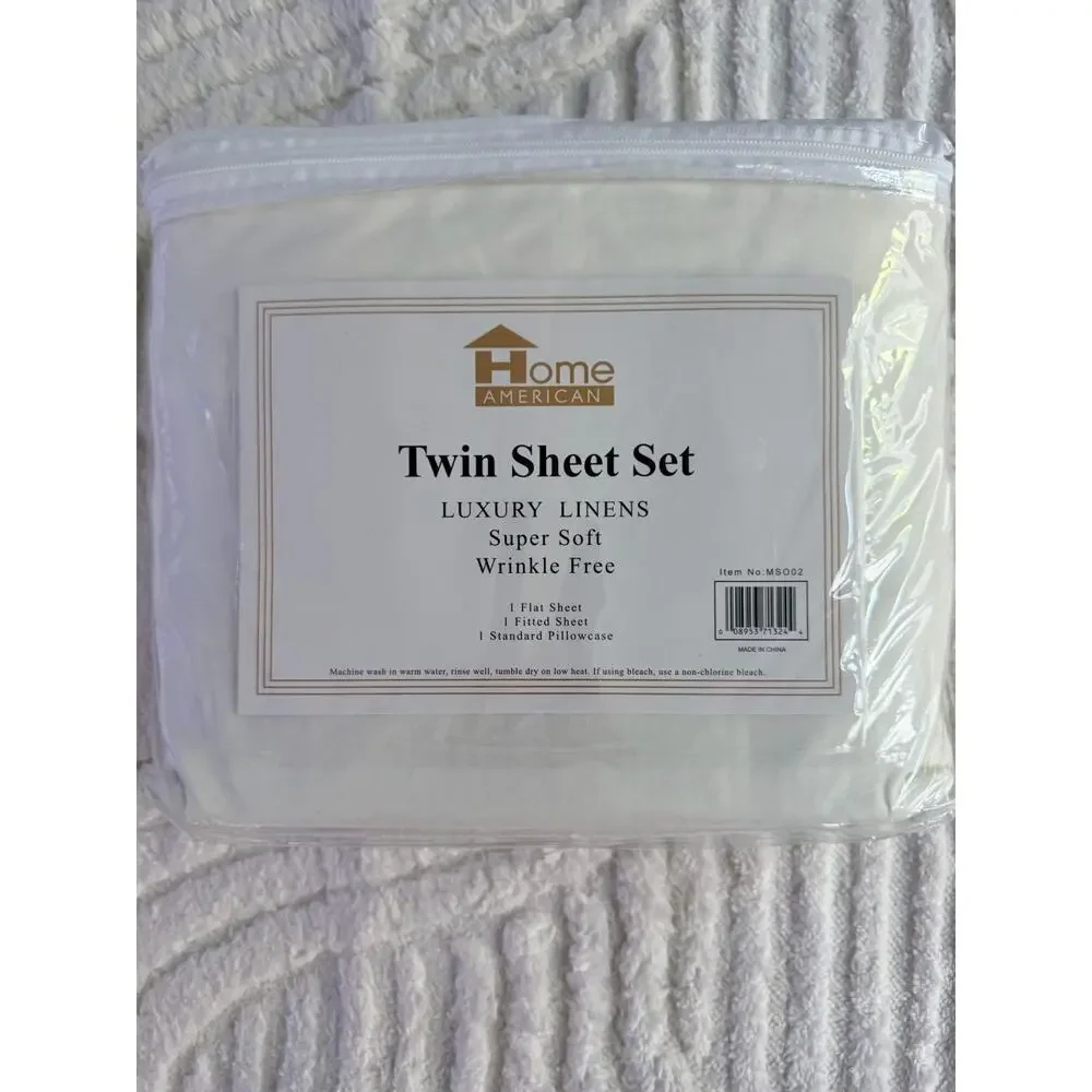 Home American Luxury Sheet Set Off White Twin Size New